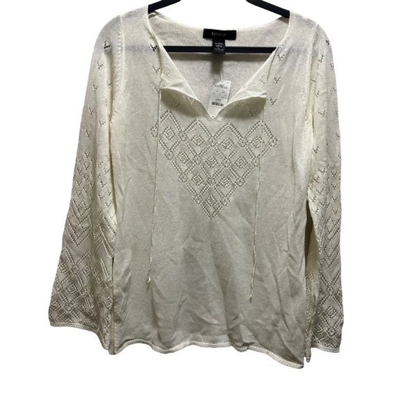 Express Women's Sheer Lace Cover Up Size Large - Picture 2 of 7